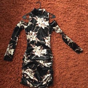 Black floral Velour dress